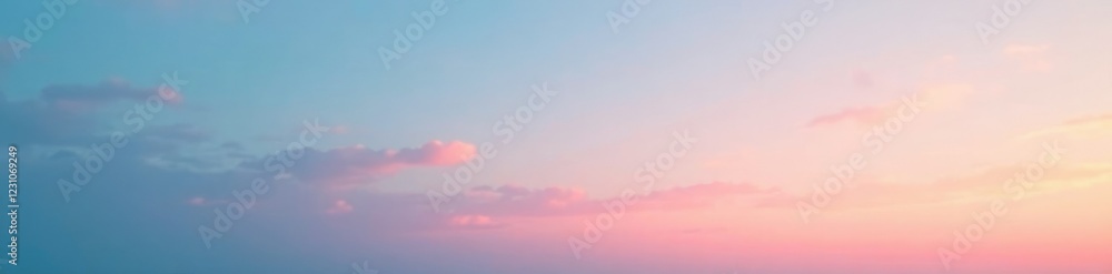 Fototapeta premium Softly gradating light pink to blue hues in the sky with shades of orange at sunset, blue, gradient, texture