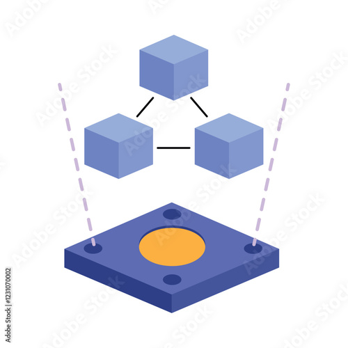 Quantum computing blockchain data processing illustration