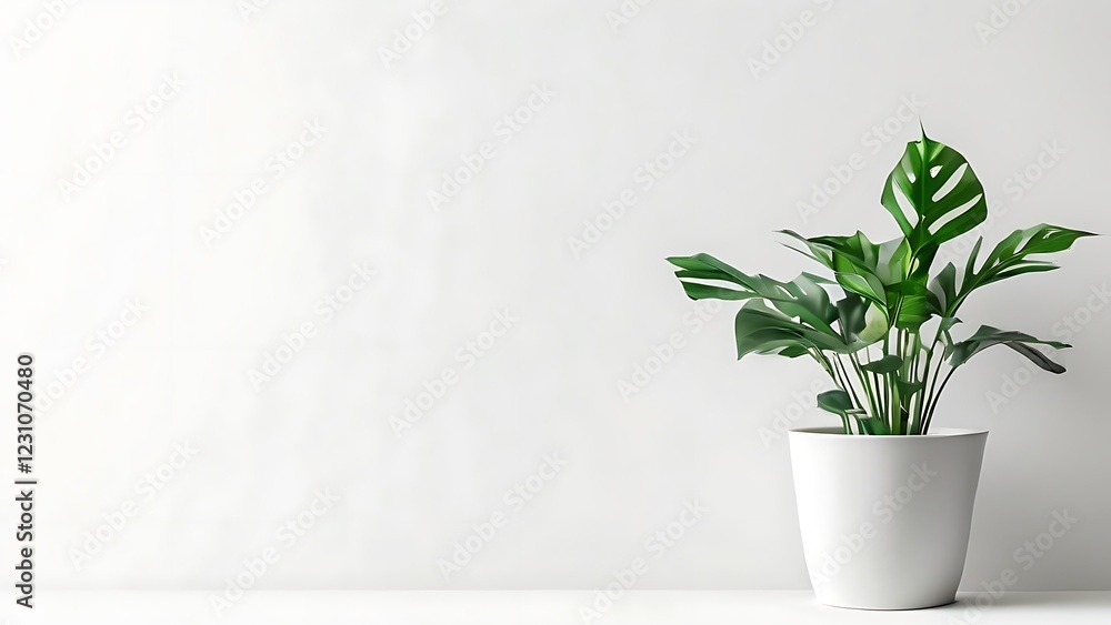 copy space A small potted plant sits against a white background copy space A small potted plant sits against a white background