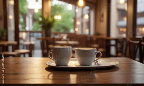 Wallpaper Mural Peaceful cafe scene with a cup of coffee and soft lighting , warmth, serene Torontodigital.ca