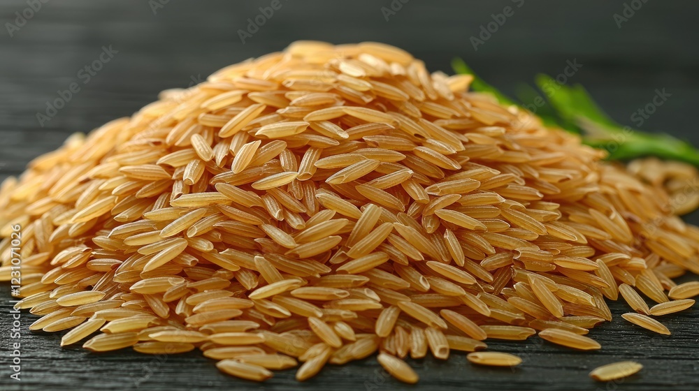 Obraz premium A Heap of Golden Brown Rice Grains