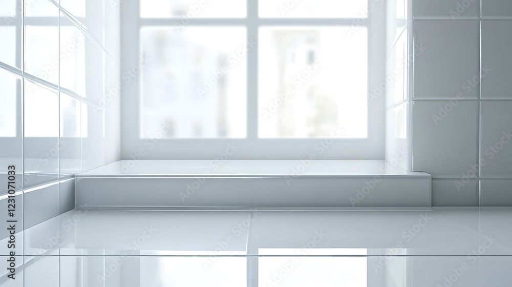 Minimalist White Bathroom Corner Window Display Minimalist White Bathroom Corner Window Display