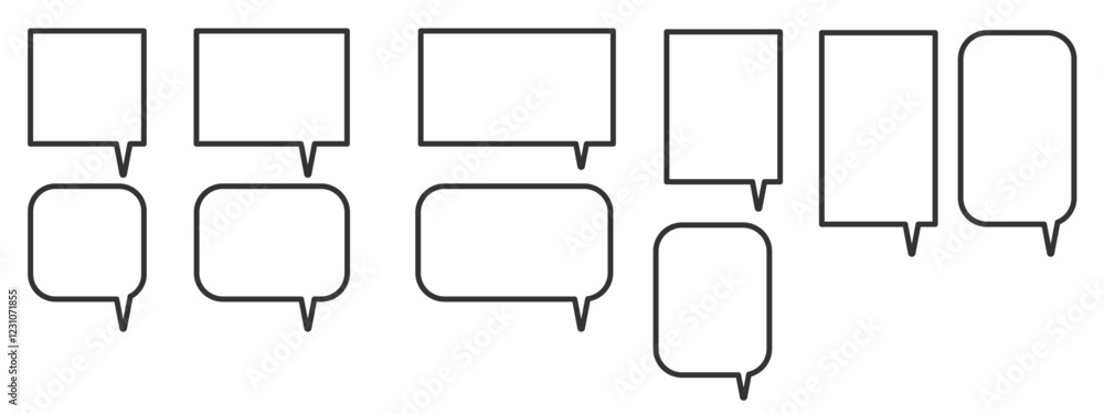 Obraz premium 太線 四角形 吹き出しのセット