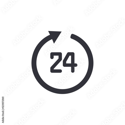 24 hour solid icons, minimalist vector illustration ,simple transparent graphic element .Isolated on white background