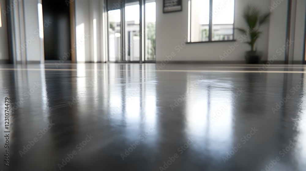Reflective Floor In Modern Building Interior Space Reflective Floor In Modern Building Interior Space