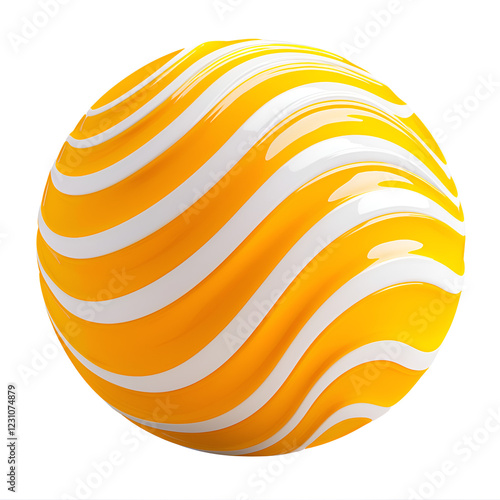 Vibrant Yellow and Orange Striped Ball Abstract Design Close-Up for Playful Summer Beach Decor