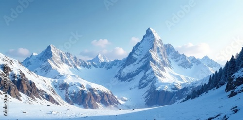 Wallpaper Mural Frosty peaks rise high amidst snow-covered slopes, peaks, mountainscape, landscape Torontodigital.ca