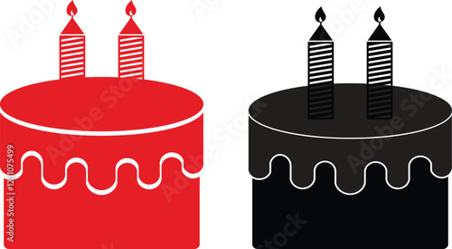 Cakes flat or line icon set collection. Vector of different types of beautiful modern cakes such as chocolate cake, Napoleon cake, tiramisu , eclair and cheesecake. Isolated on transparent background.