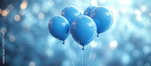 Blue Balloons Against a Blurred Background.