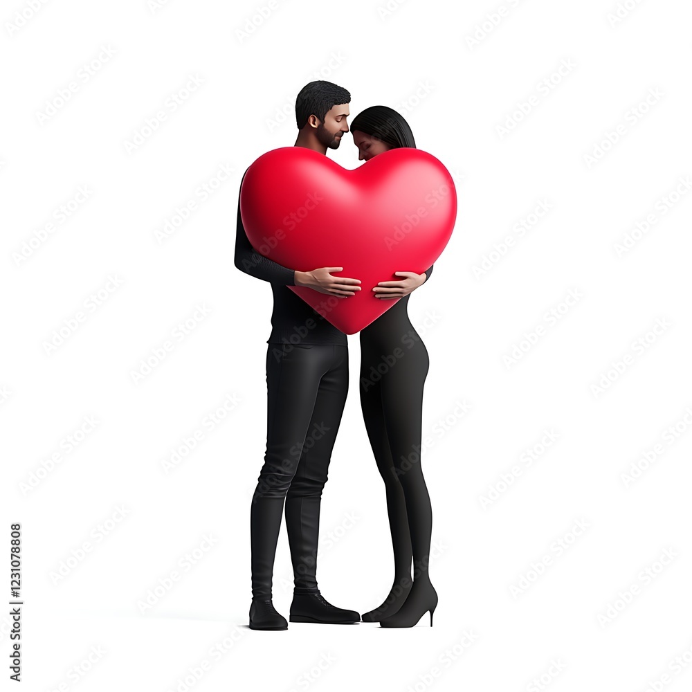 Couple holding glowing pink heart