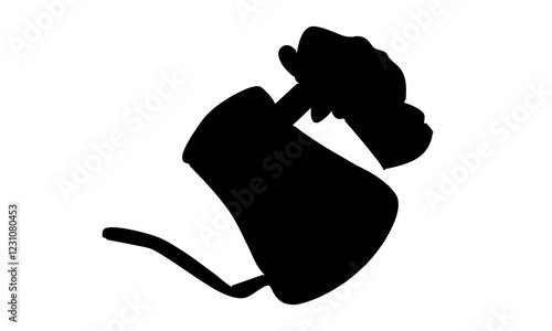 silhouette of hand holding teapot illustration