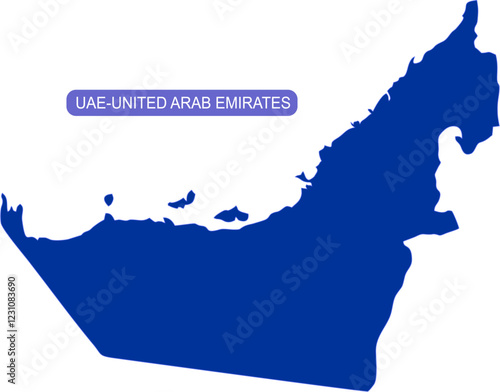 Map of UAE-UNITED ARAB EMIRATES in solid blue color with light blue stroke