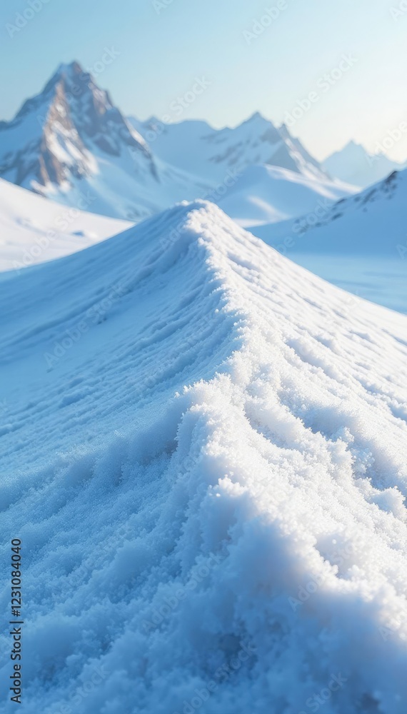 Obraz premium Glacial dune with frosty tips and snowy surroundings, cold, dunes, glacial formations
