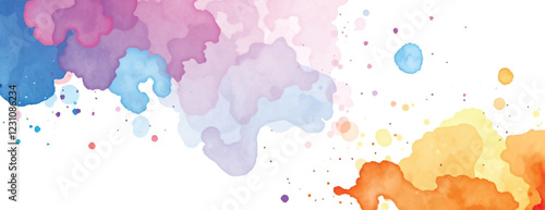 Holi colorful watercolor splashes vibrant and artistic, gulal, Paint, grunge, splatter, liquid, powder, ainbow, spray, smoke, abstract, Template, background