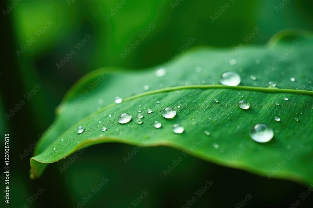 Tiny water droplets on a fresh tropical banana leaf, leaf, banana leaf, droplet Tiny water droplets on a fresh tropical banana leaf, leaf, banana leaf, droplet
