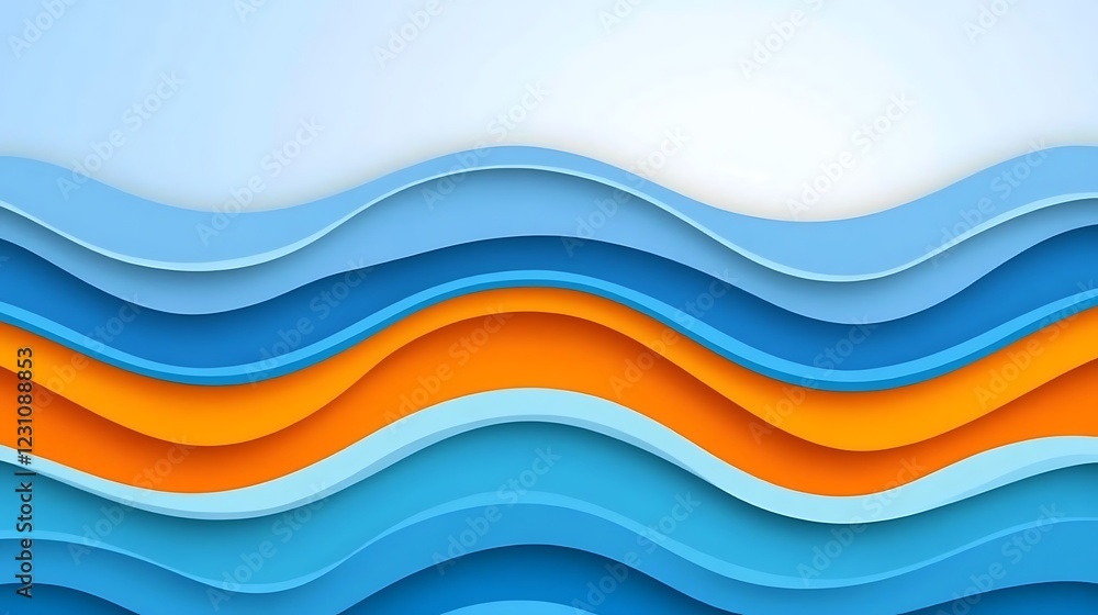 Abstract Blue And Orange Wavy Layers Design Abstract Blue And Orange Wavy Layers Design