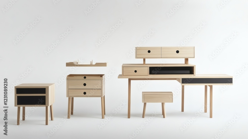 Modern Minimalist Light Wood Modular Furniture Set Modern Minimalist Light Wood Modular Furniture Set