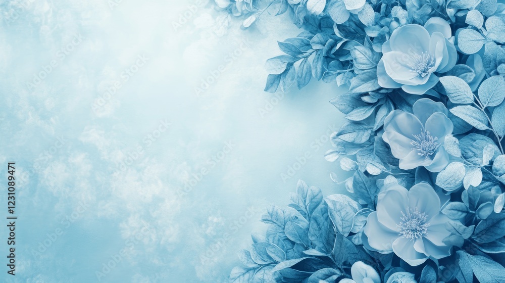 Fototapeta premium Serene Blue Floral Arrangement: A Pastel Dream
