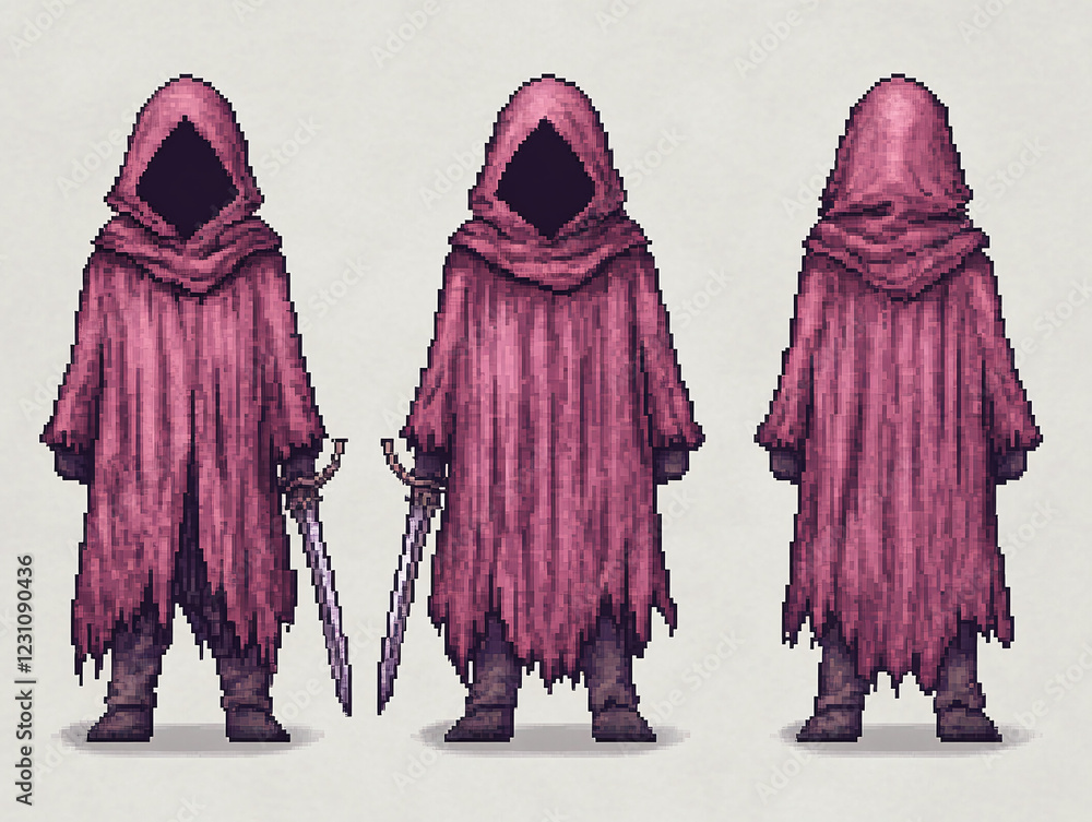 Pixel Art Characters in Hooded Cloaks Pixel Art Characters in Hooded Cloaks
