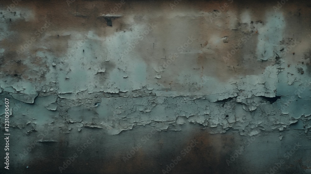 Obraz premium Cracked and Peeling Painted Concrete Wall with Grungy and Weathered Look