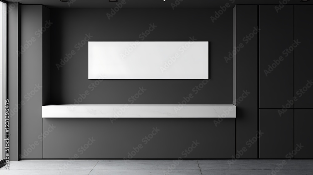 Modern Minimalist Interior Design Featuring White Marble And Blank Canvas Modern Minimalist Interior Design Featuring White Marble And Blank Canvas