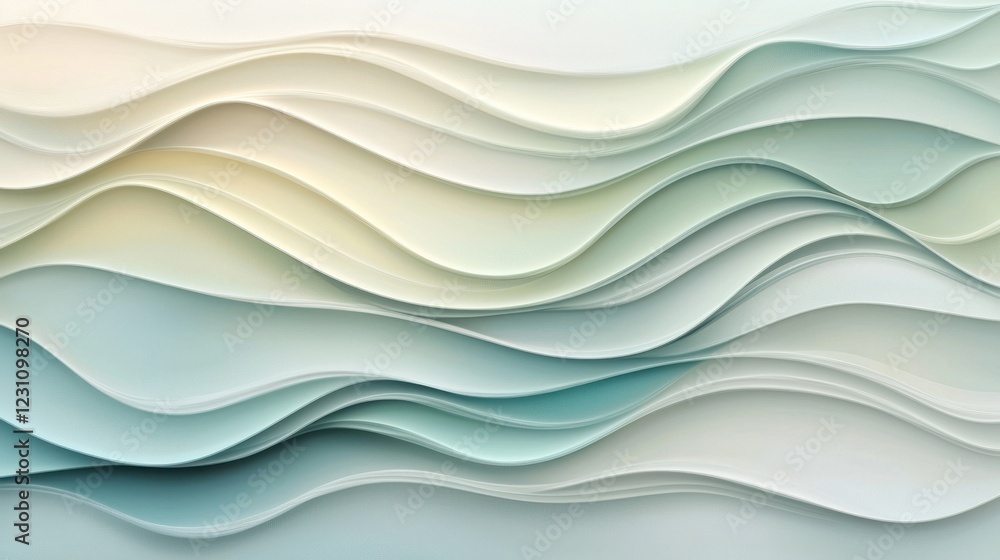 Fototapeta premium Abstract Wave Pattern: Serene Aqua and Cream Hues