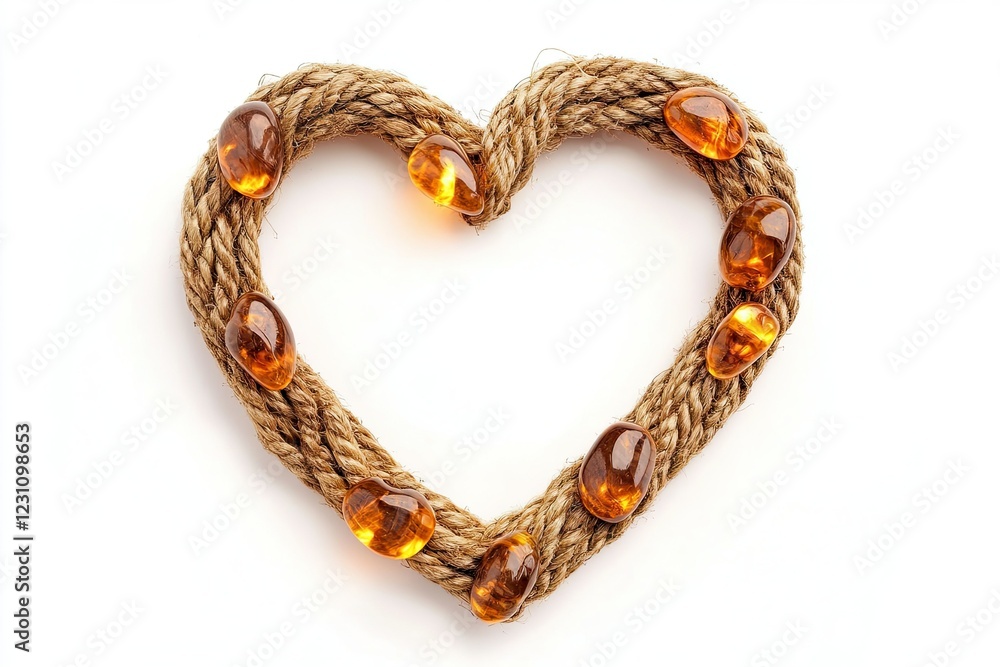 Obraz premium Heart shaped rope adorned with amber stones