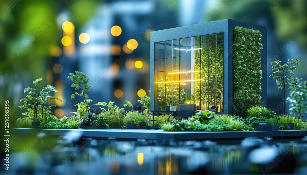 Sustainable Business Modern Green Building with Vertical Garden Sustainable Business Modern Green Building with Vertical Garden