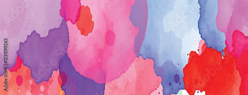 Holi colorful abstract liquid watercolor background with artistic, paint, splashes, grunge, splatter, texture, powder, Artwork for creative banner, card, template, effect, ink, blot design vector