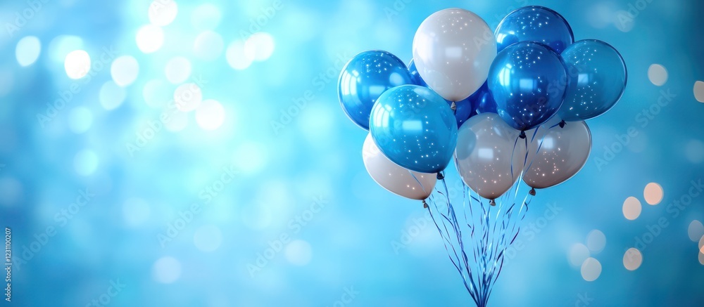 custom made wallpaper toronto digitalBlue and white balloons against a bokeh background.