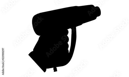 silhouette of hand holding heatgun illustration