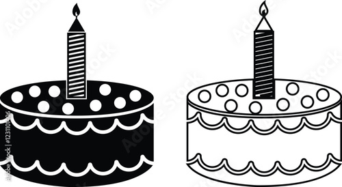 Cakes flat or line icon set collection. Vector of different types of beautiful modern cakes such as chocolate cake, Napoleon cake, tiramisu , eclair and cheesecake. Isolated on transparent background.