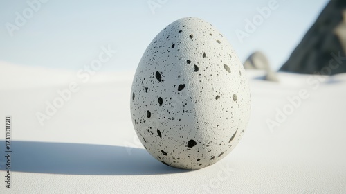 Observing a unique speckled egg desert landscape nature photography minimalist environment close-up view for wildlife enthusiasts photo