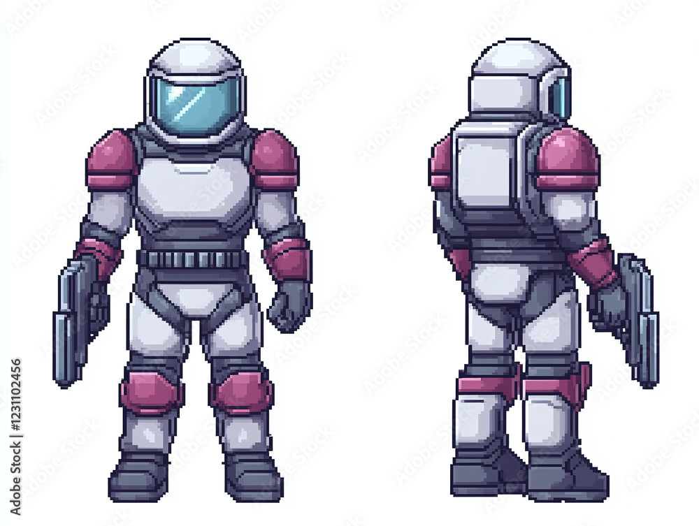 Fototapeta premium Pixel Art Sci-Fi Soldier Illustration