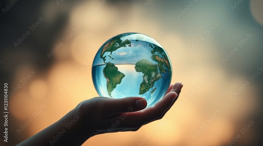 A globe and water inside for world water day, Saving water and world environmental protection concept. A globe and water inside for world water day, Saving water and world environmental protection concept.