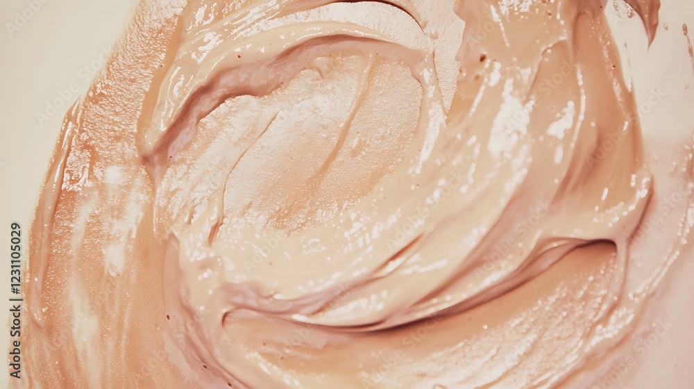Fototapeta premium Swirled Beige Cream Cosmetic Product Texture