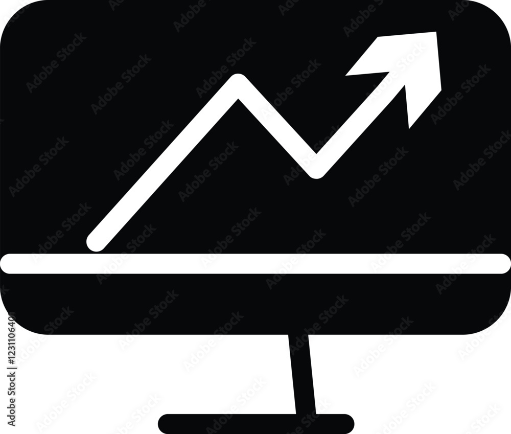 Black Computer Monitor with Upward Arrow Icon - Progress and Data Visualization Design with Transparent Background Black Computer Monitor with Upward Arrow Icon - Progress and Data Visualization Design with Transparent Background