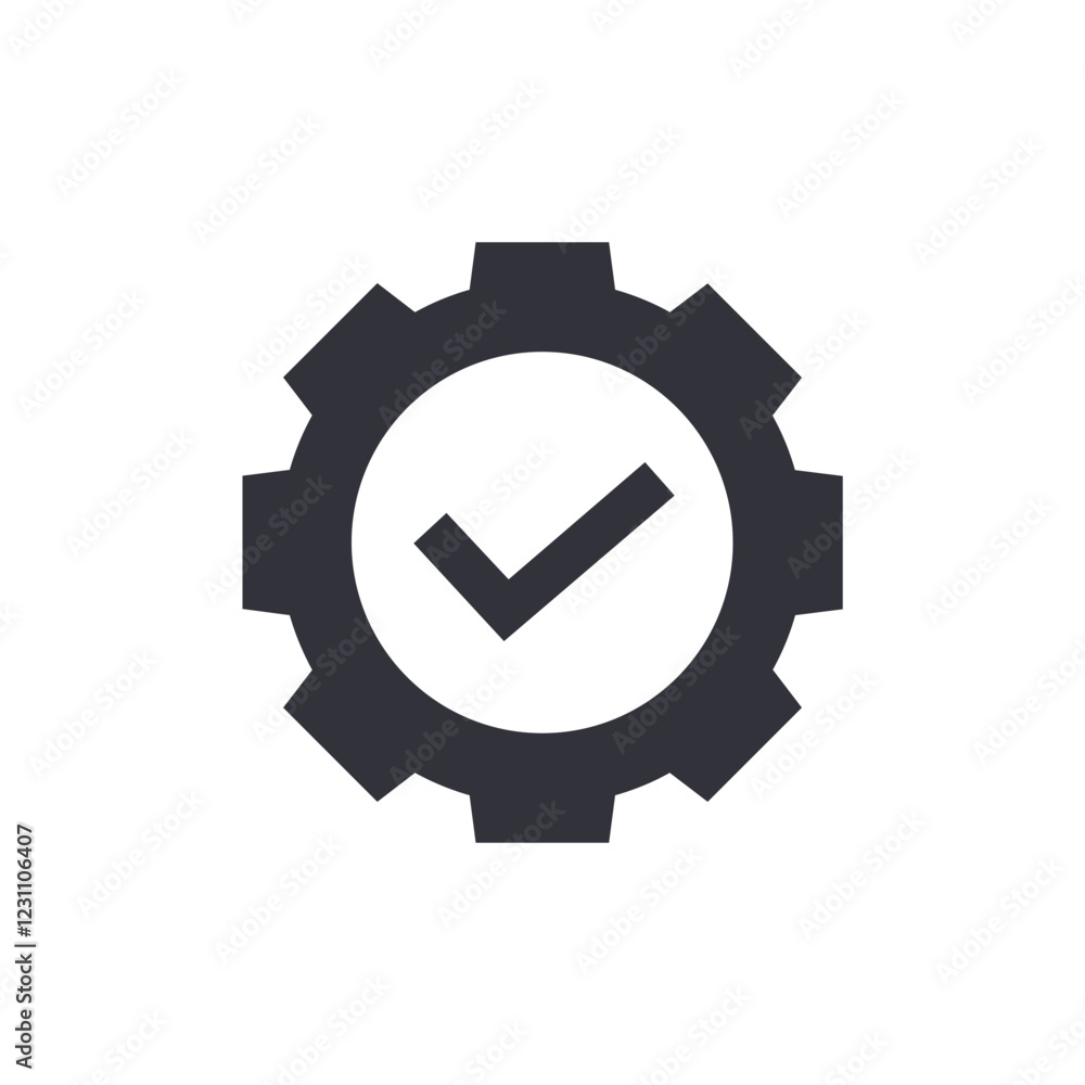 Verified setting solid icons, minimalist vector illustration ,simple transparent graphic element .Isolated on white background