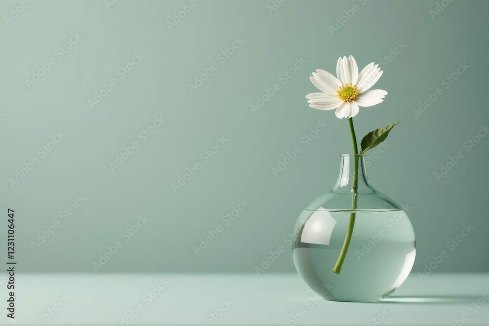 A small white flower in a tiny vase sits atop a large glass vase, vase, nature, flower A small white flower in a tiny vase sits atop a large glass vase, vase, nature, flower