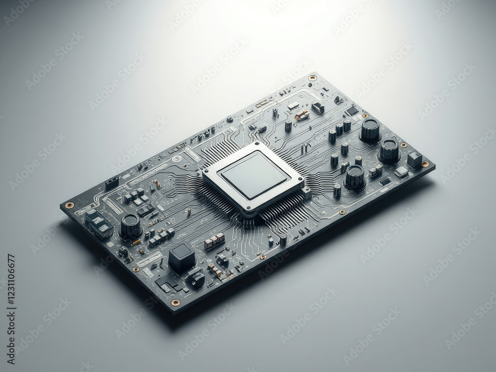 Silicon Circuit Board with Advanced Processor, high-performance computing, computer hardware, processor Silicon Circuit Board with Advanced Processor, high-performance computing, computer hardware, processor
