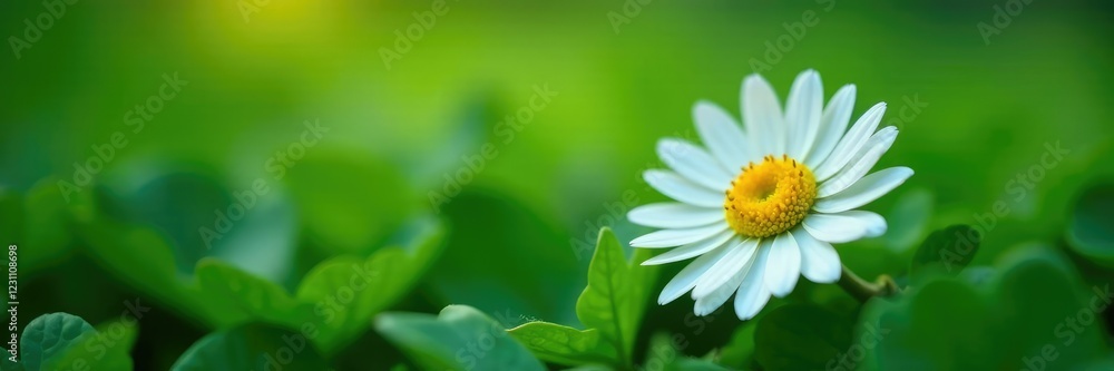 Delicate daisy nestled in a bed of emerald leaves, blossoms, delicate, plant Delicate daisy nestled in a bed of emerald leaves, blossoms, delicate, plant