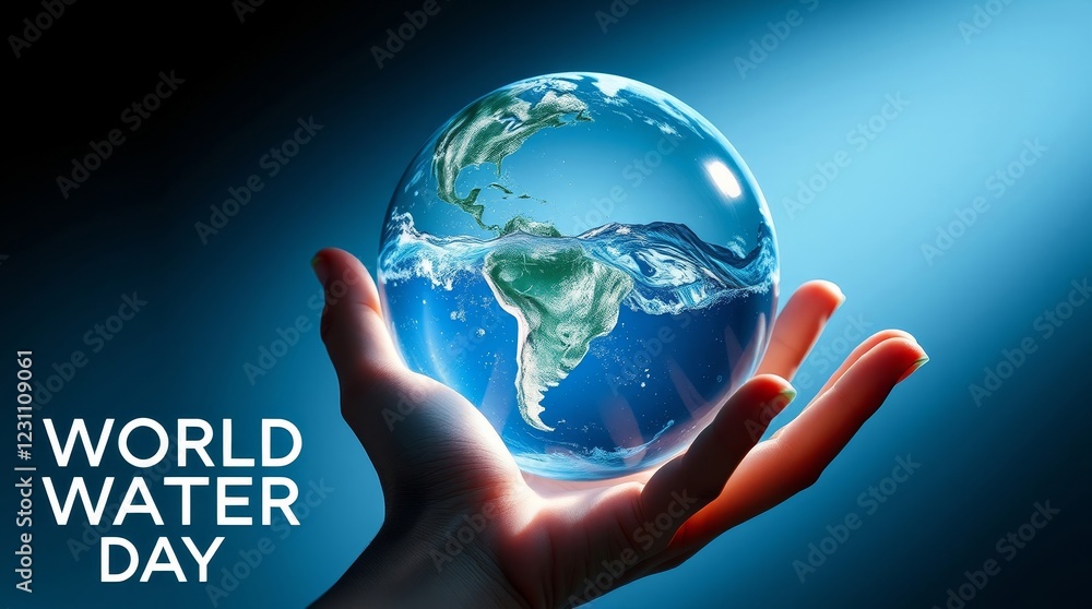 World Water Day Banner symbolizing globe and inside water, save water for world World Water Day Banner symbolizing globe and inside water, save water for world