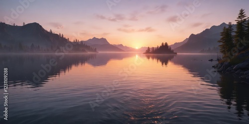 Wallpaper Mural Softly glowing waves on a serene lake at dawn , , soft focus, serene Torontodigital.ca