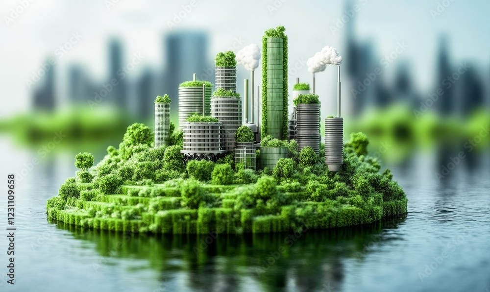 Fototapeta premium Carbon credit factories and their role in environmental conservation.