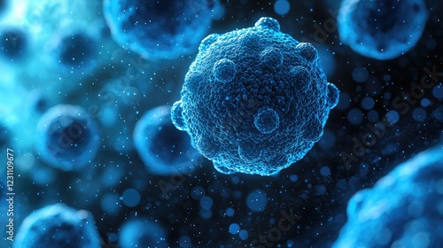 Microscopic View Of Blue Cells In A Cluster