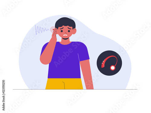 Hearing disorder illustration. Healthy problems illustration. Flat vector illustration