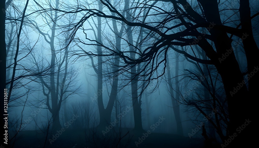 Enigmatic Shadows in the Misty Forest: A Dark and Brooding Landscape Enigmatic Shadows in the Misty Forest: A Dark and Brooding Landscape