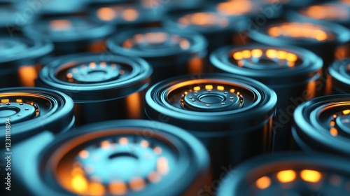 Cylindrical battery energy storage close-up