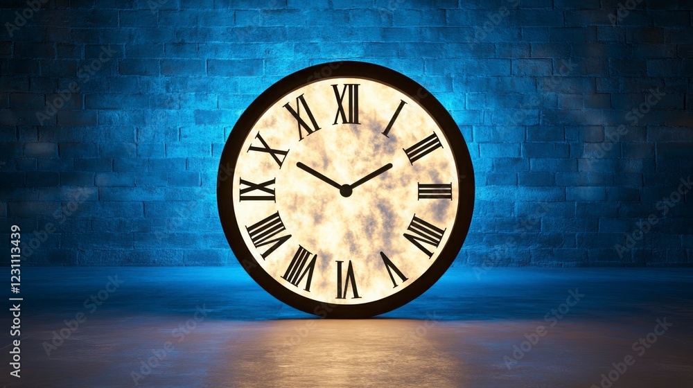 custom made wallpaper toronto digitalElegant round clock on softly lit blue wall background