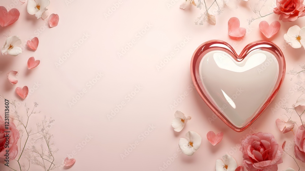 Heart-shaped decoration with flowers Heart-shaped decoration with flowers